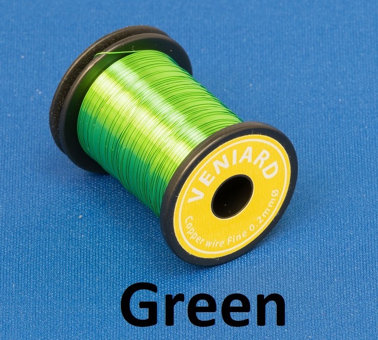Veniard Coloured Copper Wire Fine 0.2mm Green Fly Tying Materials (Product Length 14.2Yds / 13m)